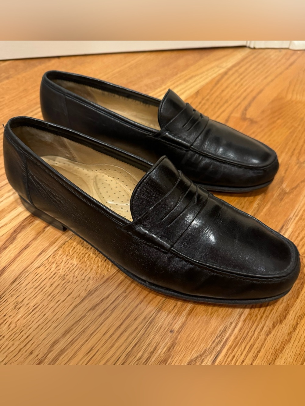 Santoni Black Leather Addison Penny Loafer Italian Slip On Men’s US 11.5 D